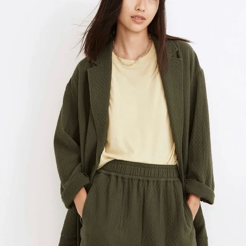Madewell Olive Quilted Relaxed Blazer